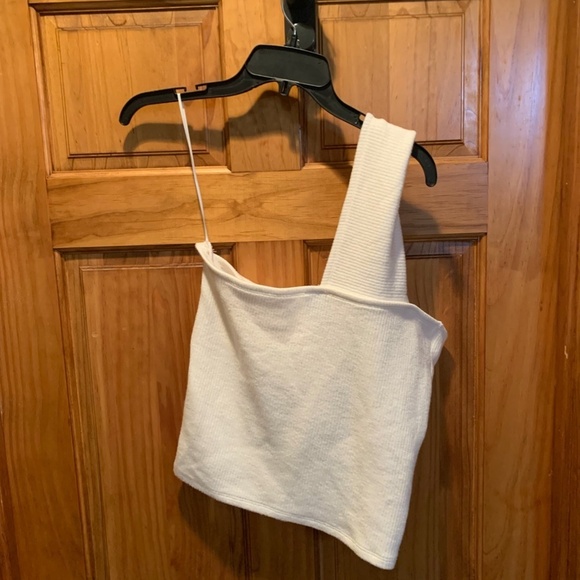 Blue Rain One Shoulder Knit Top White Large NWT - Picture 3 of 6